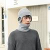 Унисекс Теплый Вязаный Шапочный Комплект на Флисовой Подкладке для Мужчин Зимний Велосипедный Ветрозащитный Морозостойкий с Широкими Полями Шерстяной Накладной Аксессуар
