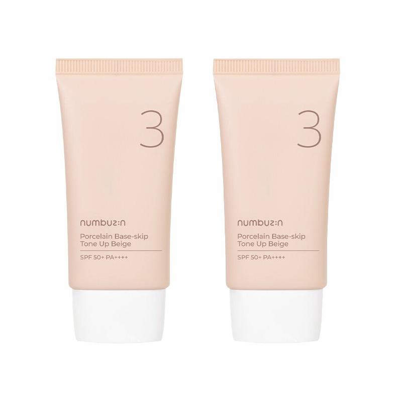NUMBUZIN No. 3 Porcelain Base-skip Tone Up Beige BB+Foundation+Primer+Sunscreen 50mL SPF50+ PA++++ Best Selling In Oliveyoung Korea (2 Options)