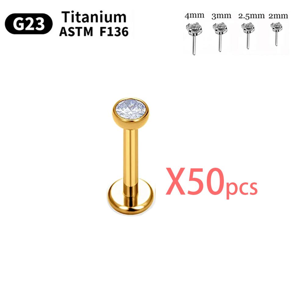 10/50 шт. G23 Титановый Пирсинг Лабрет Губы ASTM F136 Украшения для Тела Носовые Серьги-Гвоздики Для Женщин 20/18/16G