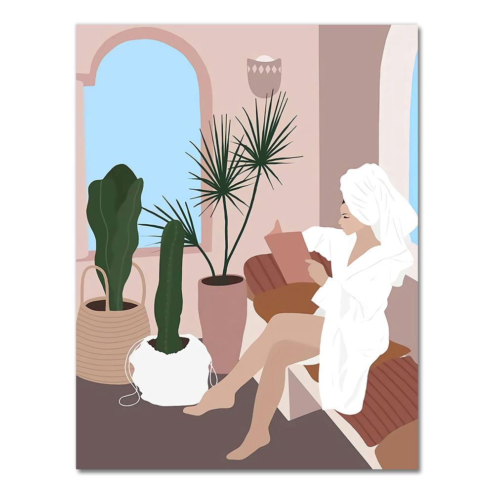 Абстрактная мода винтажная девушка иллюстрация скандинавские постеры и принты настенное искусство холст картина настенная картина для декора гостиной