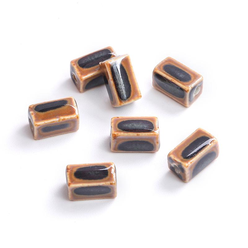 10 шт. 13x8 мм фарфоровые бусины с цветочной глазурью, прямоугольные кубовидные керамические бусины для изготовления ювелирных изделий, сделай сам, подвески, браслет, ожерелье, ремесла