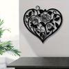 Настенное искусство Iron Heart, Черный металлический цветочный дизайн для сада и балкона, Романтическое подвесное украшение в стиле фермерского дома, Прочный 2D орнамент для помещений и улицы