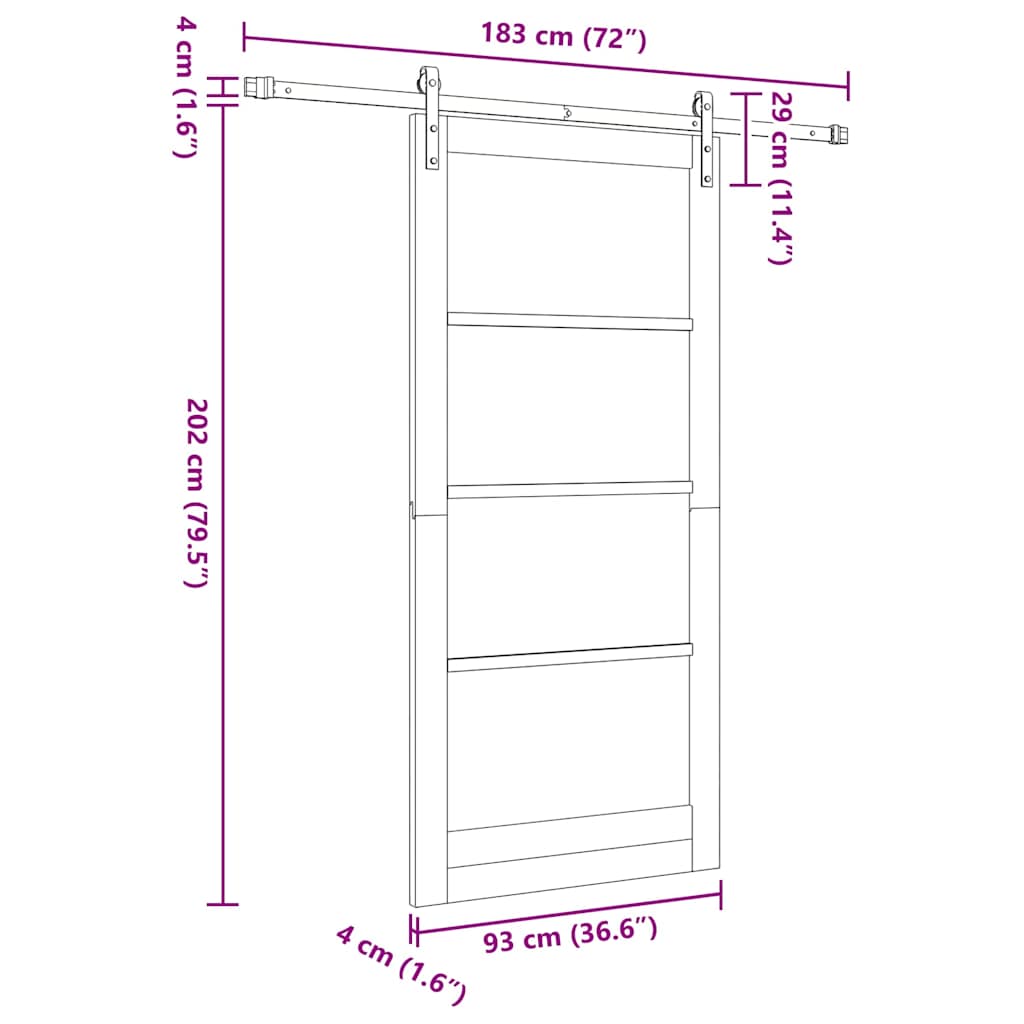 ORKDAL Sliding Door White 93 x 202 cm Solid Pine Wood and Glass
