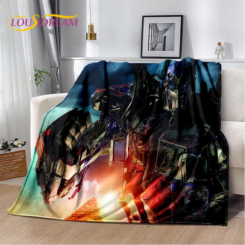 HD Cartoon T-Transformers Autobots Soft Blankets,Keep Warm Throw Blanket for Picnic Beds Sofa Home Bedroom Gifts Kids Hiking