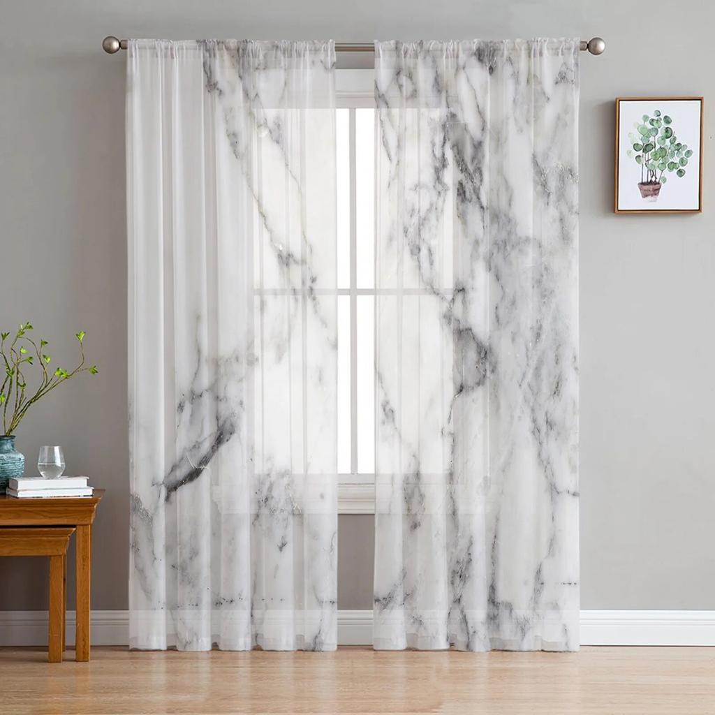 Тюлевые шторы с мраморной линией для гостиной, спальни, вуаль, прозрачная занавеска, оконный домашний декор, шторы