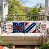 4Pcs 4Th Of July Star Hemp Rope Print Single-Sided Cushion Cover For Living Room Bedroom Car Home Decor