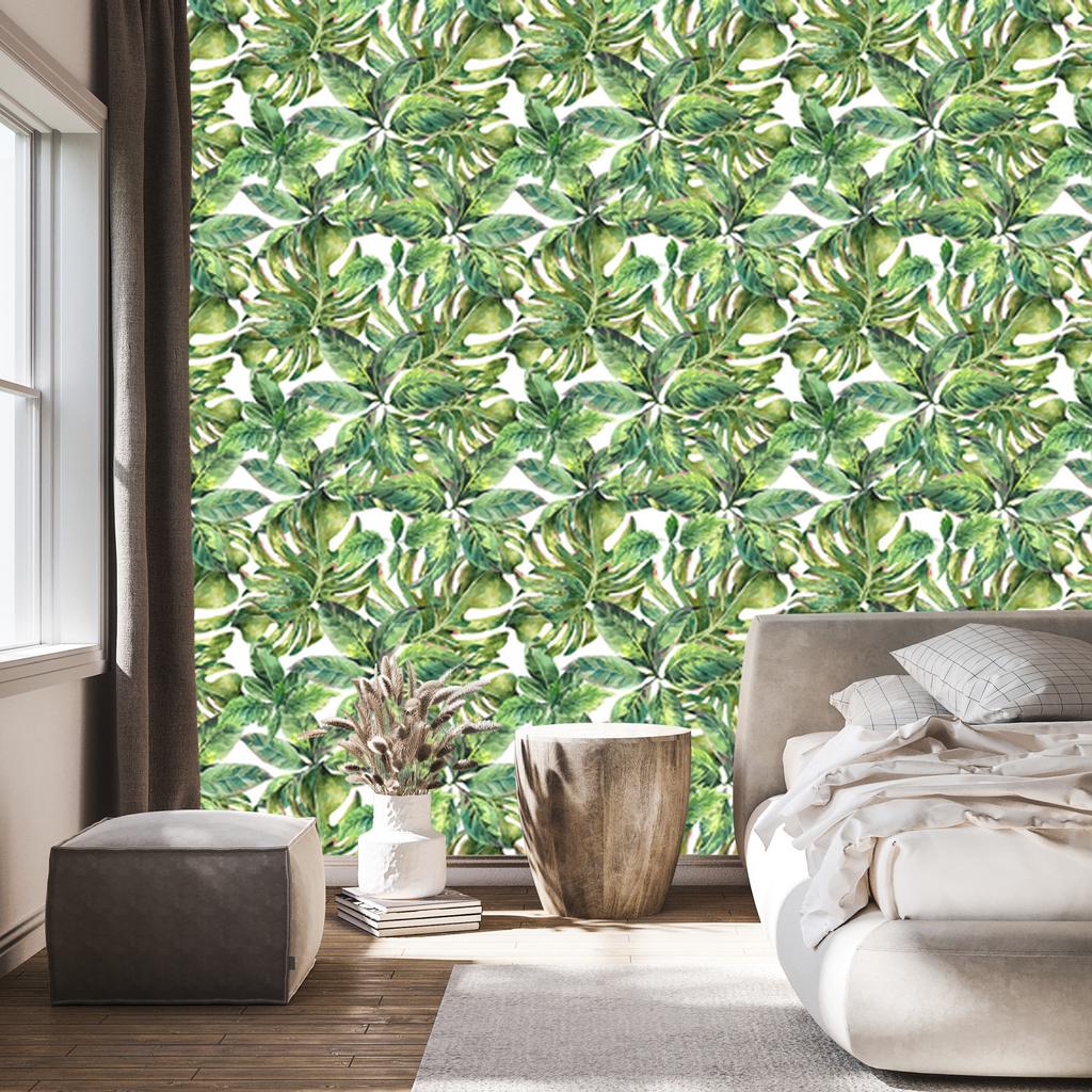 Beautiful watercolor leaves wallpaper for living room and bedroom 50x1000