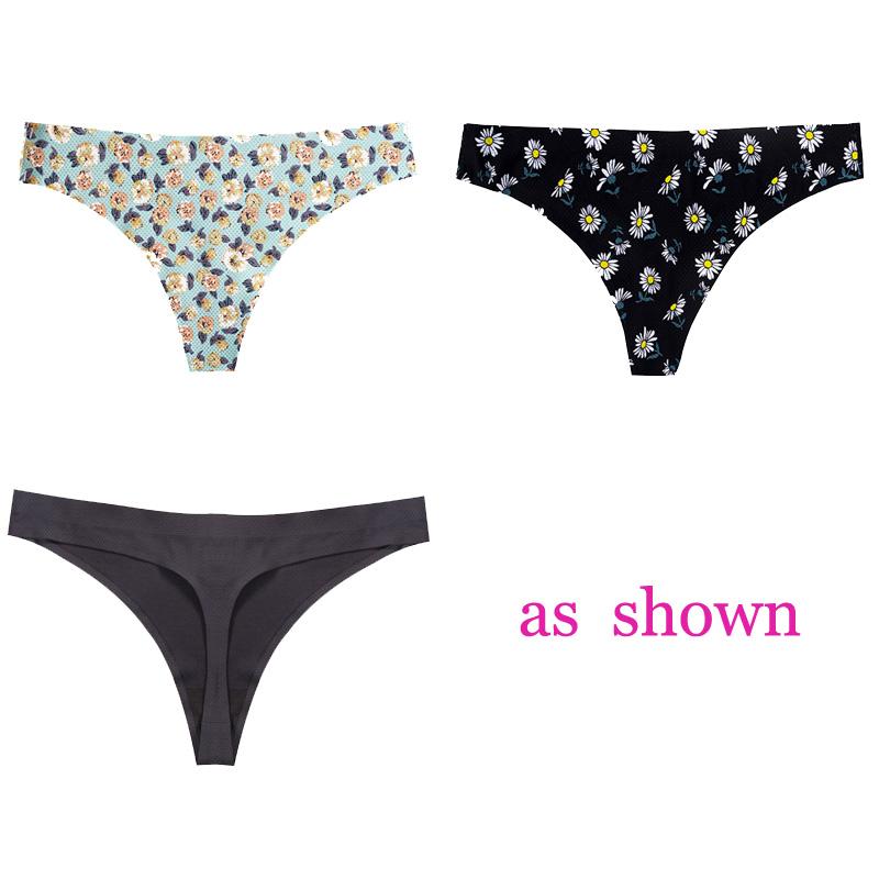CINOON 3 шт./лот, женское сексуальное нижнее белье с цветами, соблазнительные трусики с низкой талией, стринги, дышащее нижнее белье без следов, стринги, нижнее белье