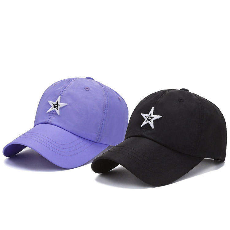 High Quality Customized Breathable Soft Cotton Sporty Hat 3D Star Embroidery Puff Printing Logo Adjustable Baseball Cap