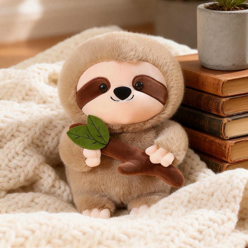 Hot Newest Sloth Doll Holding Leaves Kawaii Plush Toy Figure Cartoon Anime Cute Gift Doll for Friends Birthday Holiday Gift Doll