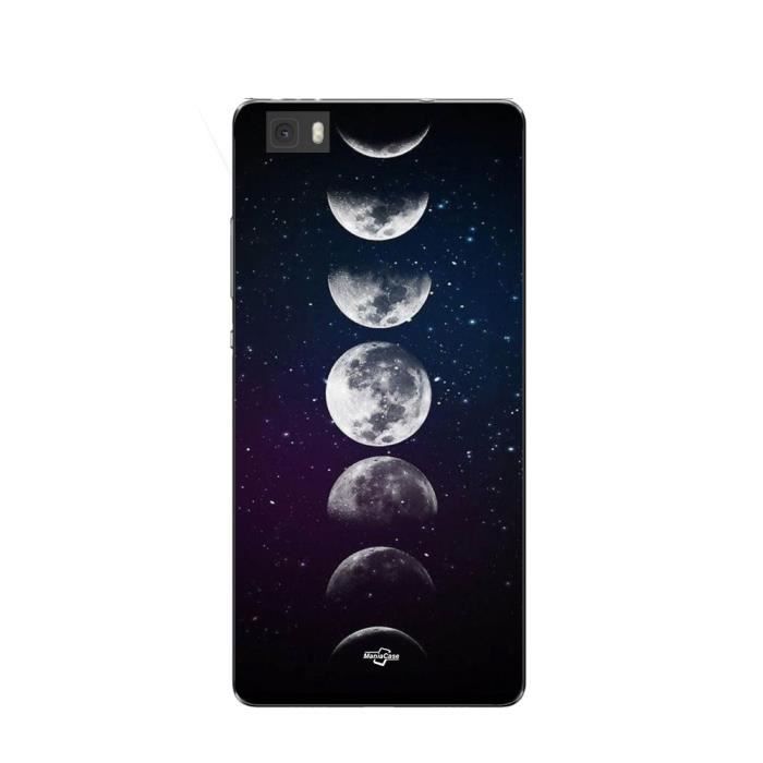 Coque - Maniacase - Huawei P8 Lite - Souple - Noir - Lune étoile nuit