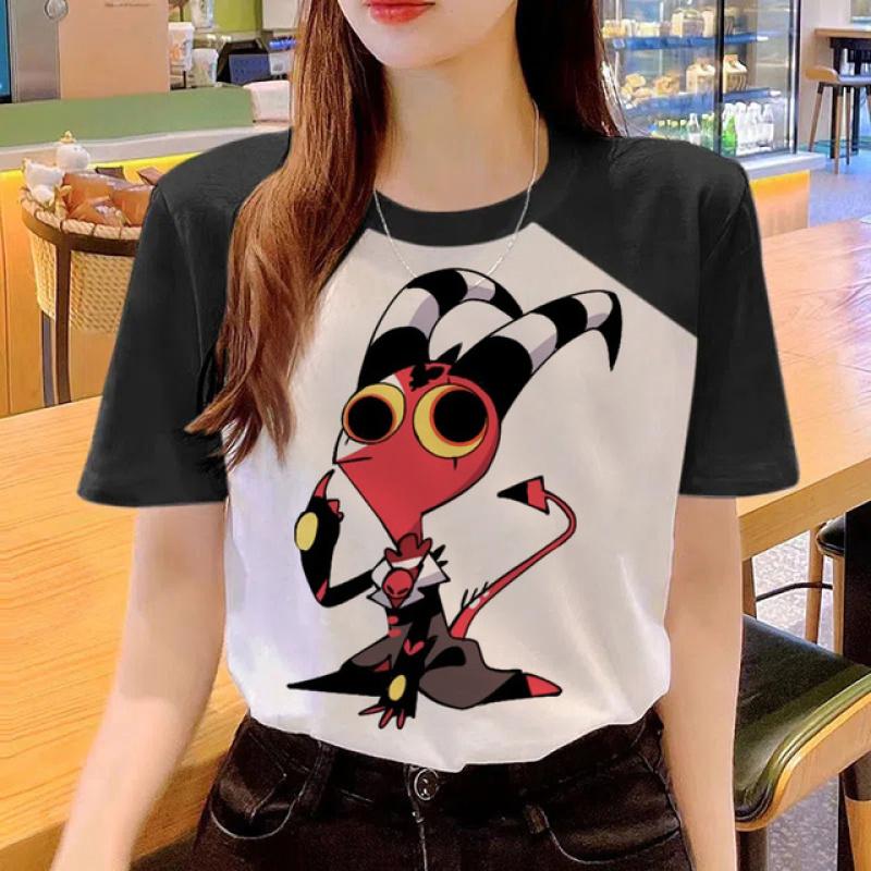 Футболка Helluva Boss, женская дизайнерская уличная одежда, футболки в стиле Харадзюку, женская дизайнерская одежда в стиле аниме