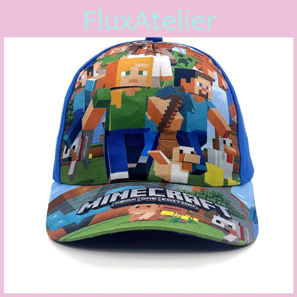 Pattern Kids Minecraft Sun Protection Cap With Round Top For Summer Casual