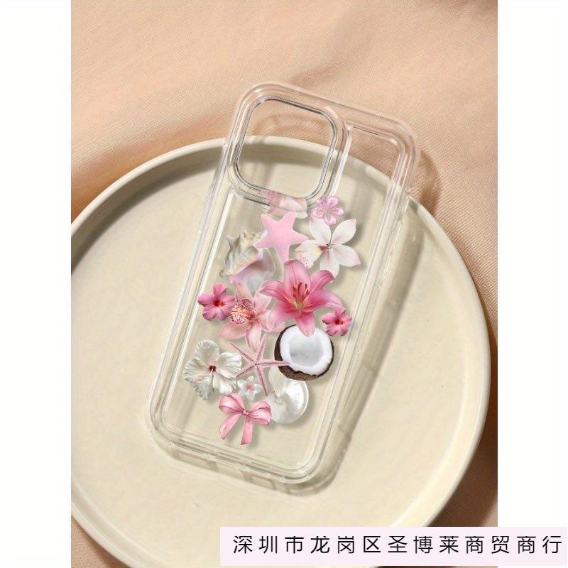 Розовый цветочный бант подходит для чехла мобильного телефона Apple 16plus iPhone16/15/14 с подушкой безопасности 12 прозрачный 11.