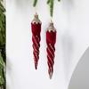 2 Pcs Velvet Christmas Ornaments Shatterproof Glitter Sequins Flocked Bell/Candy Cane/Ice Isicle Hanging Decoration for Xmas Tree Holiday Party Decor