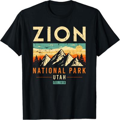 Zion Est 1919 Юта Винтажная Ретро Футболка Национальный Парк