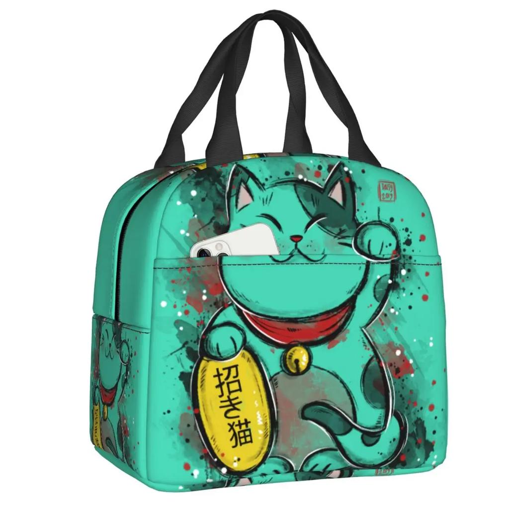 Black Cat Looking At The Full Moon Insulated Lunch Tote Bag for Women Animal Cartoon Portable Thermal Cooler Bento Box