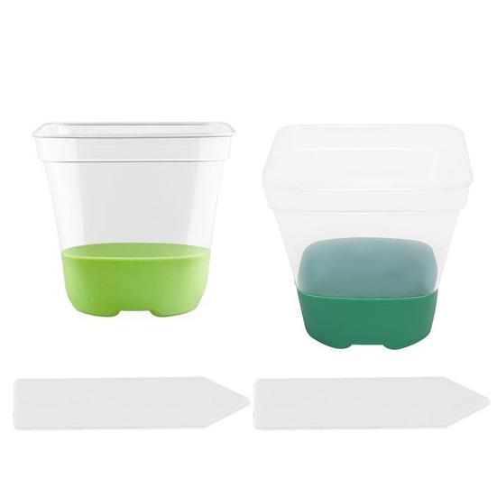 6/12 шт. силиконовый детский горшок, прозрачные квадратные горшки для растений с дренажными отверстиями, легкая пересадка, пластиковый многоразовый цветочный горшок для здорового роста корней