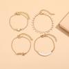 4Pcs/Set Women Bracelet Slim Adjustable Link Chain Dainty Golden Rhinestone Inlaid Star Girls Bracelet