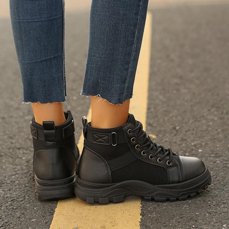 Новая женская обувь больших размеров Ботинки Мартин Женские 2025 Новые Зимние На платформе Универсальный Британский стиль Высокий верх