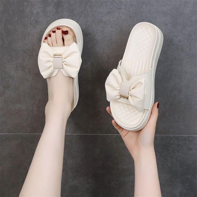 Wasteland wind cool тапочки женская летняя одежда 2024 новая толстая подошва с юбкой фея ветряной бант пляжные тапочки