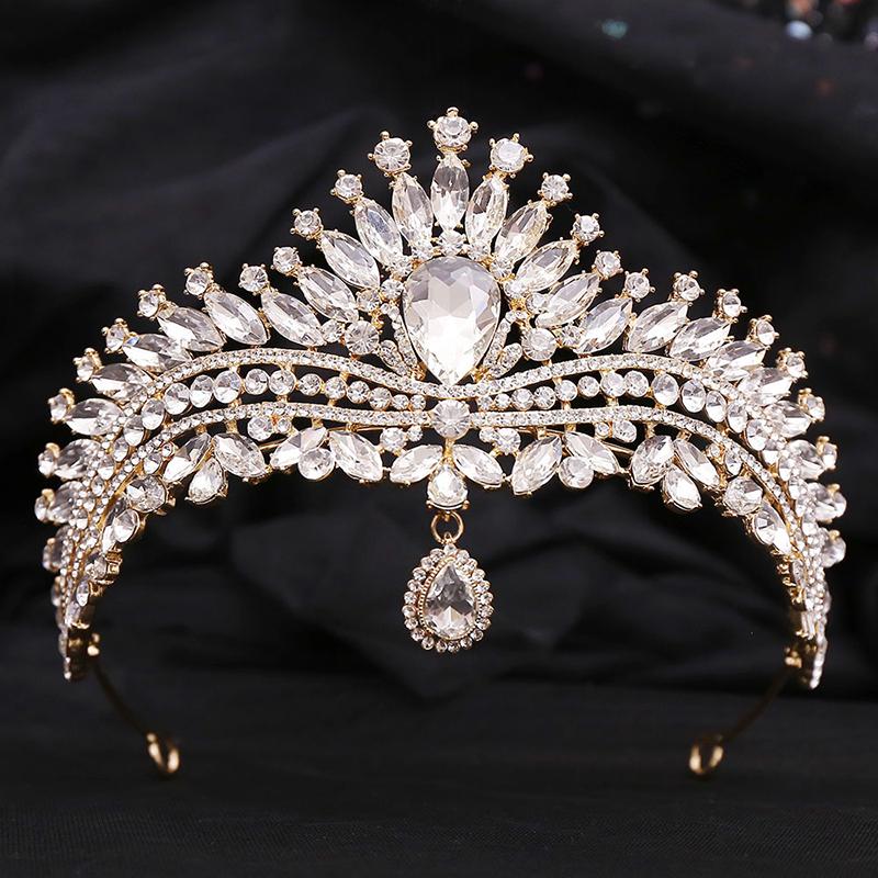 Luxury Queen Crystal Headwear Tiaras and Crowns Bridal Diadem Wedding Crown Girls Party Hair Jewelry Accessories