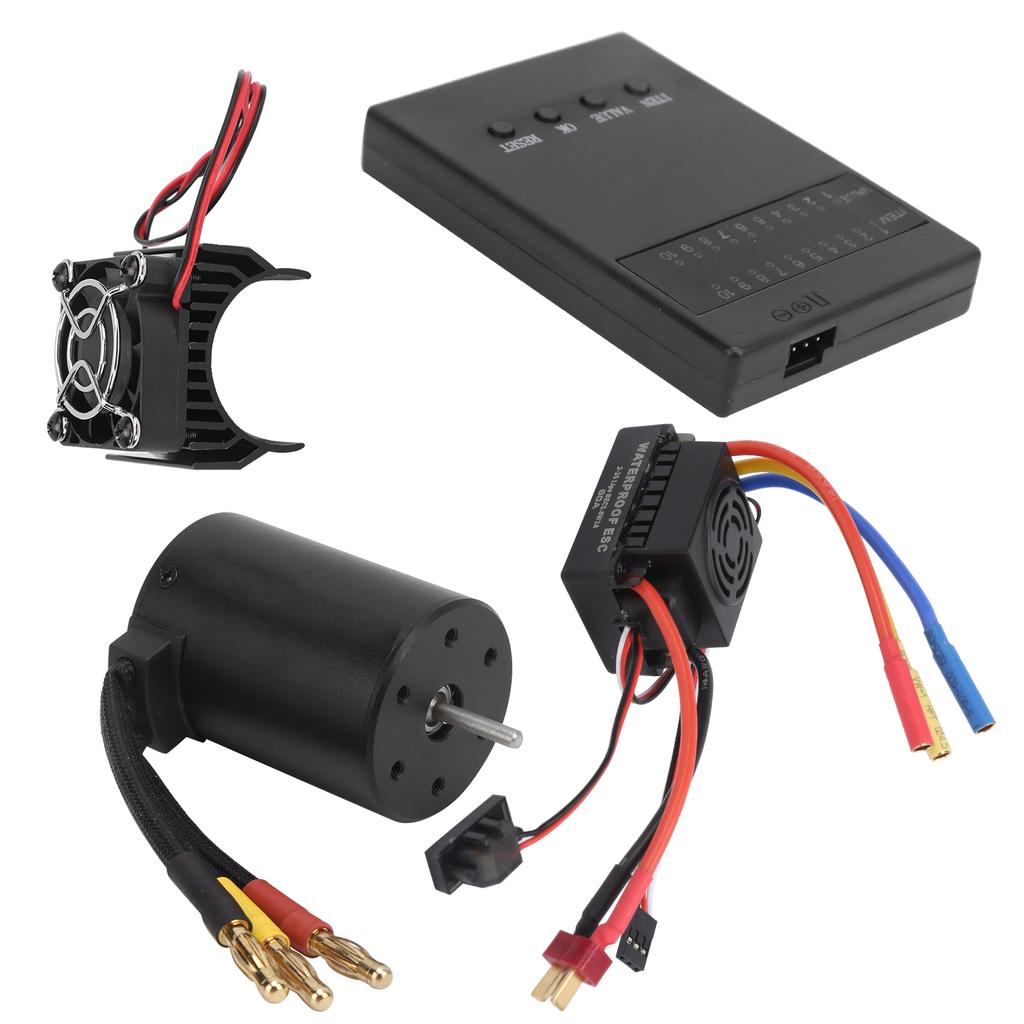 3650 4500KV Brushless Motor 60A ESC Programming Card Heat Sink Combo Set for 18 110 RC Car