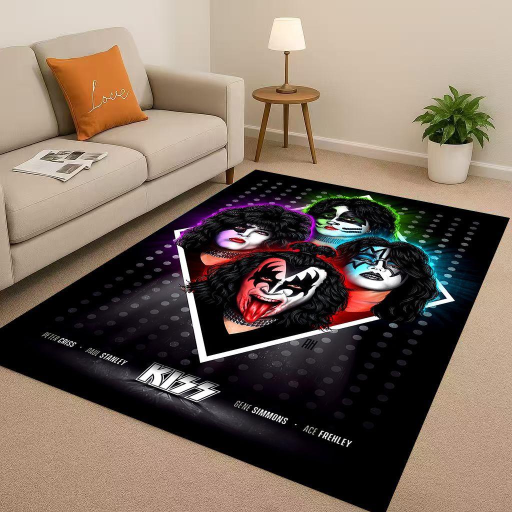 HD Kiss Rock Хэви-метал группа Джин Симмонс Гостиная Нескользящий Ковер для Спальни Игровой Комнаты Дивана, Домашний Декор Прикроватный Коврик