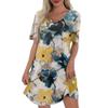 Summer Dresses For Women Loose V Neck Short Sleeve Casual T Shirt Dress Sundresses Swimsuit Coverup With Pockets