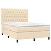 Box Spring Bed with Mattress Cream 140x190 cm Fabric