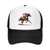 Horse Racing Rider Design Mesh Trucker Hat Breathable Adjustable Cap for Outdoor Activities and Casual Wear