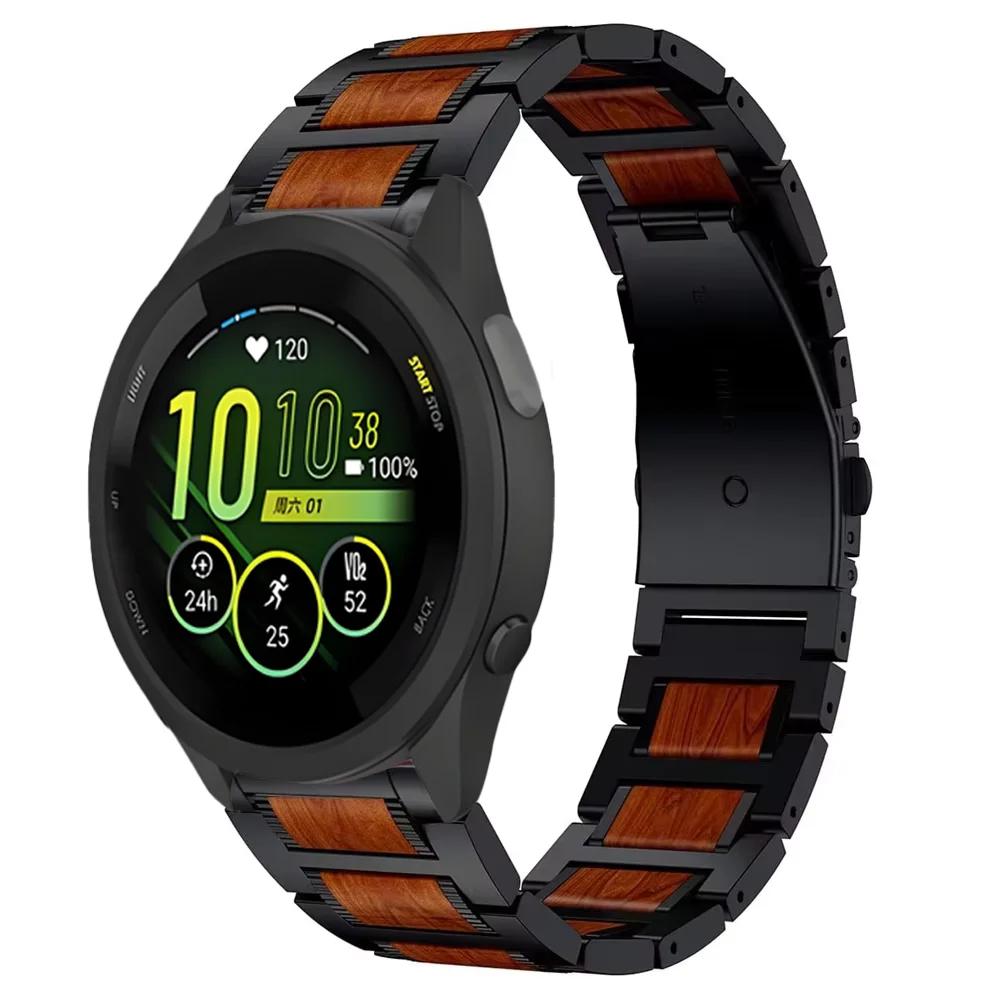 22-миллиметровый ремешок из палисандра+металла для Garmin Forerunner 965 265 255 265 970 570 Браслет из нержавеющей стали для Garmin Venu 4 3 2 Ремешок для запястья