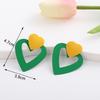 Heart Dangle Earrings for Women Colorful Enamel Crystal Love Heart Sweet Korean Female Drop Earrings aretes de