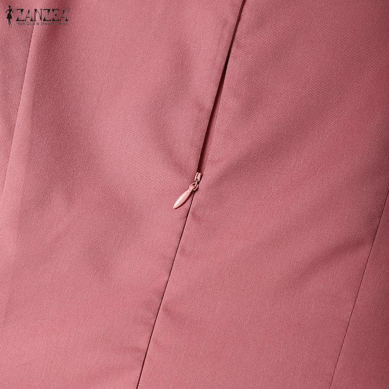 ZANZEA Женское повседневное летнее платье с круглым вырезом и коротким рукавом