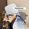 Women's Color Changing Myopia Glasses Photochromic Near Sight Eyewear Fashion Rimless Finished Computer Eyewear 0 To -4.0