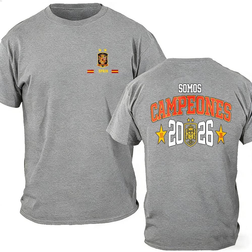 Camiseta España Futbol 2026 Espana Somos Campeones Dual Star Crest Graphic T-Shirt Spanish Football Cotton Shirt Gift Supporters