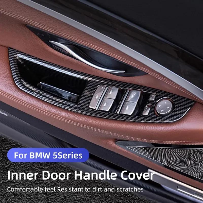 Car Door Inner Handle Panel Trim Cover Interior Protector Stickers For BMW 5 Series F10 2011-2017 LHD Carbon Fiber Accessories