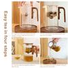 Glass Teapot Water Separation Wooden Handle Glass Teapot with Infuser Drip-Free Spout Tea Pot for Tea Brewing