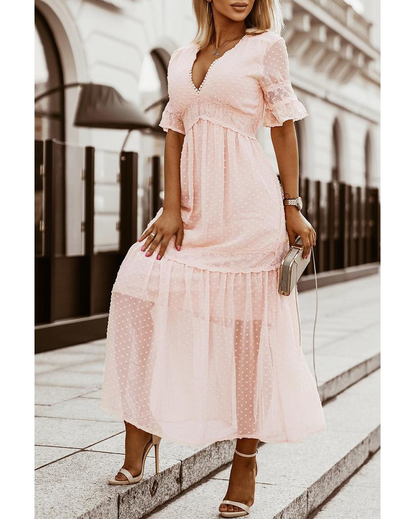 Azura Exchange Платье макси с кружевной отделкой