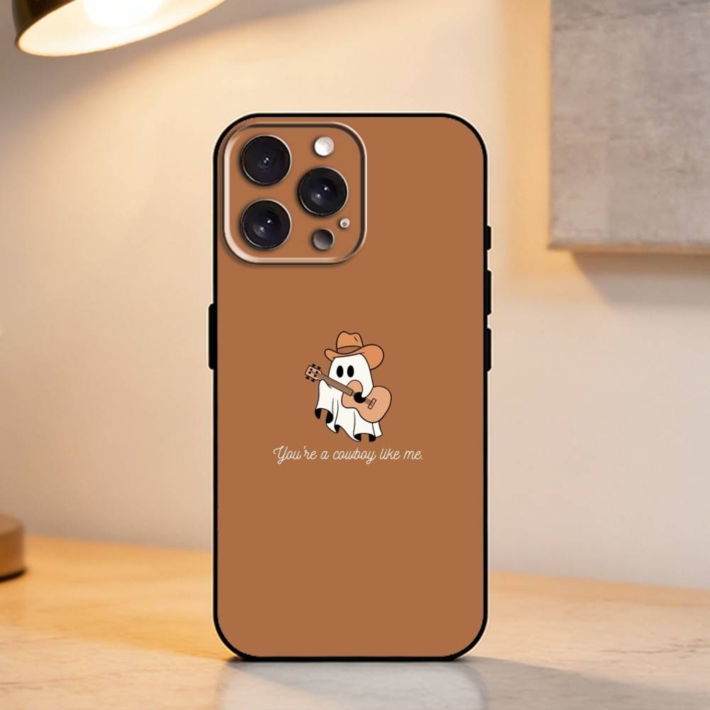 P-Playful G-Ghost Phone Case For iPhone 17,16,15,14,13,12,11 Plus,Pro Max,XS,Soft Silicone Black Cover