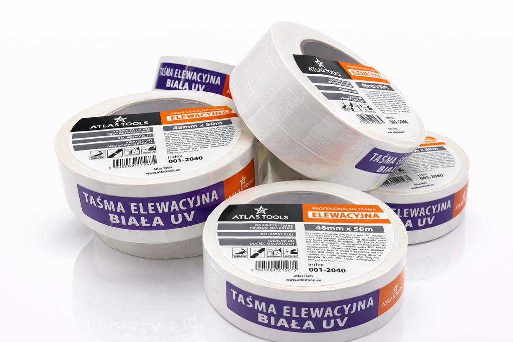Atlas tools taśma elewacyjna biała wodoodporna delikatna odporna na uv 30 dni 48mm/50m