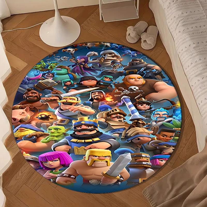 1PC Clash Royale Heroes Collage Round Rug for Livingroom,Bedroom, Palyroom, Chair Rug, Area rug, Circle Carpet, Large Size Fan Christmas gift