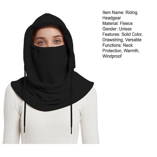 Флисовый головной убор для верховой езды однотонный с регулируемой кулиской 3 в 1 шапка для катания на лыжах с защитой лица и шеи, аксессуар для велоспорта