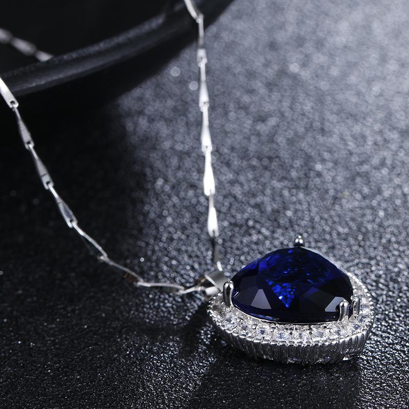 Романтическое Сердце Океана Синий Кристалл Платиновое Покрытие Женский Подвеска Ожерелье Женский Рождественский Подарок Не Тускнеет