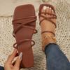 2024 Hot Sale Shoes for Women Outdoor Women's Slippers Summer Daily Slippers Women Narrow Band Square Toe Flat Plus Size Sandals