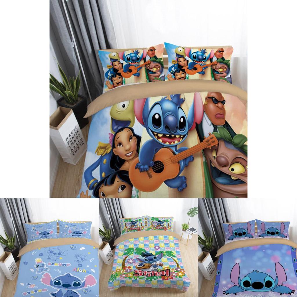Adorable 3d Cartoon Stitch Anime Comforter With Matching Duvet Cover And Pillowcase