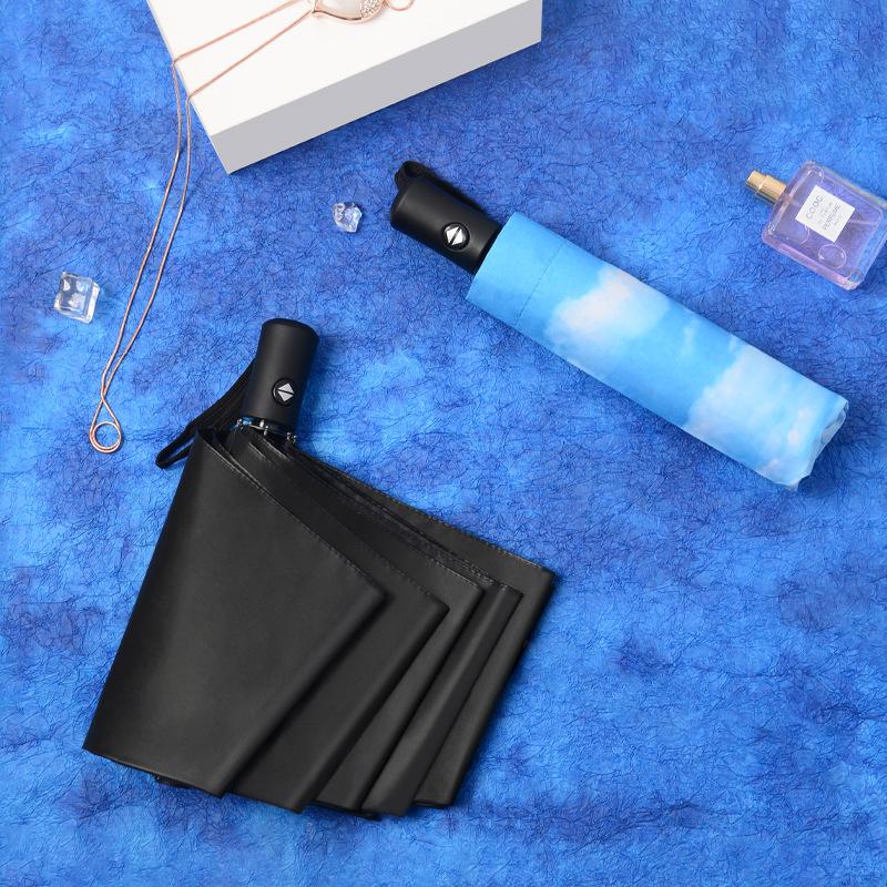 Tri-fold Automatic Sun Umbrella Vinyl Weather and Rain Anti-ultraviolet Parasol Women's Sunscreen Umbrella