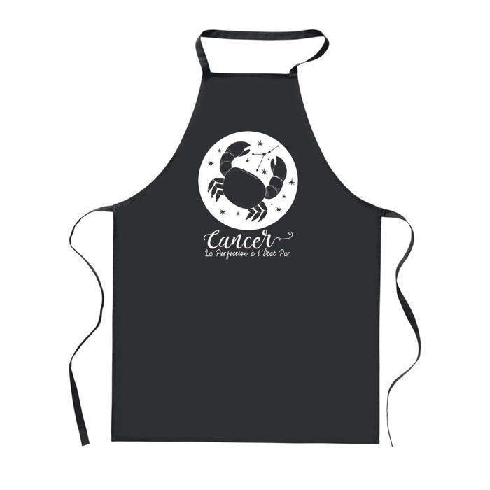 Tablier de cuisine - PLANETEE - Cancer - Noir - 90x60 cm - Impression France