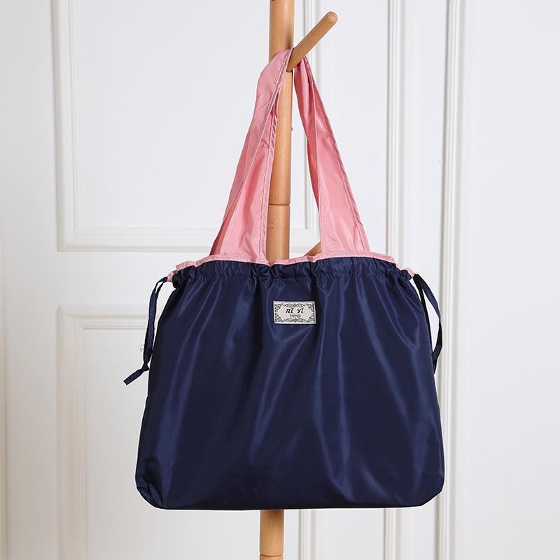 Экологичная большая водонепроницаемая складная сумка-шоппер на плечо с кулиской CLE