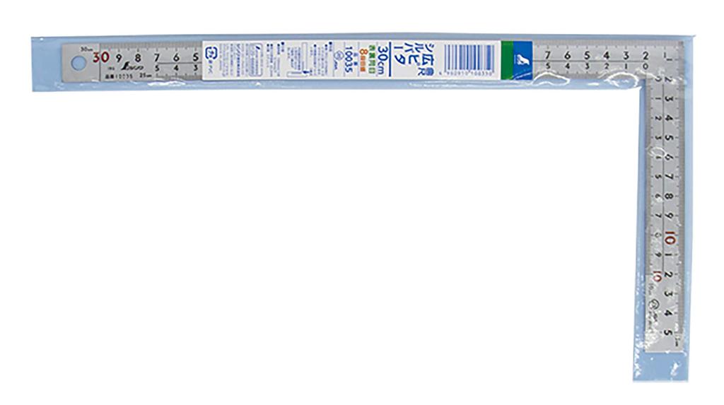 Shinwa Sokutei Широкая рулетка Pita Изогнутая Одинаковая градуировка на лицевой стороне и 8 Линейка JIS 10035, Серебристая, 30 см, Задняя сторона, Градуировка,